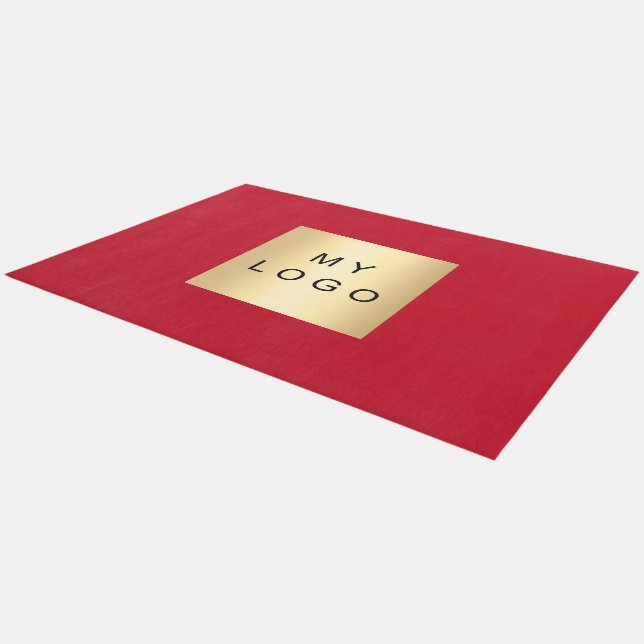 Red business logo rug (Angled)