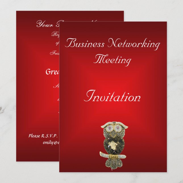 Red Business Meeting Invitation Change Logo (Front/Back)