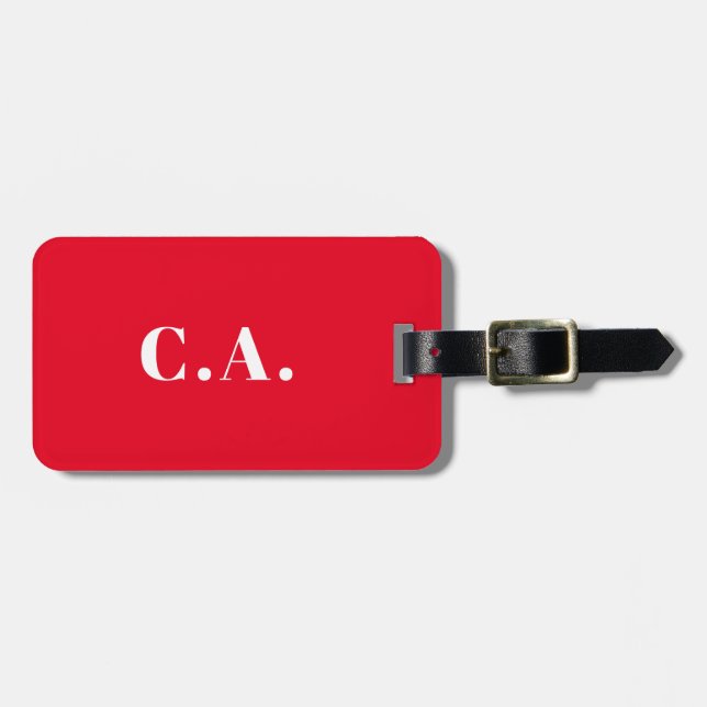 Red business sharp acrylic monogrammed luggage tag (Front Horizontal)