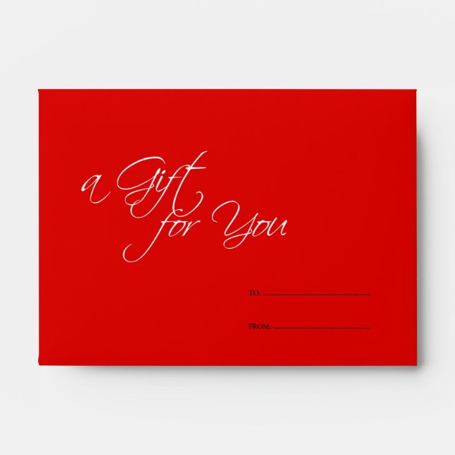 Red business store gift for you certificate holder envelope (Front)