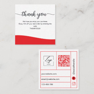 Red Business Thank You Card Order Insert