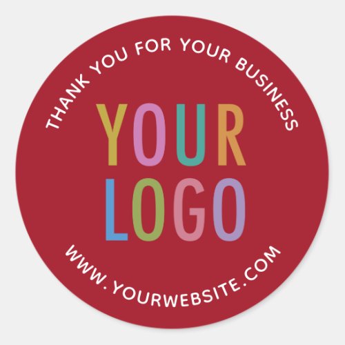 Red Business Thank You Stickers Custom Logo Round