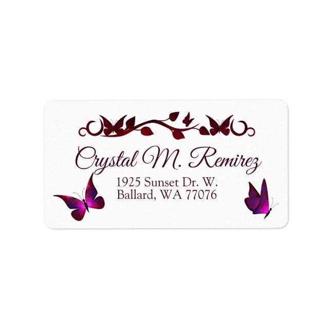 Red Butterflies Address Labels (Front)