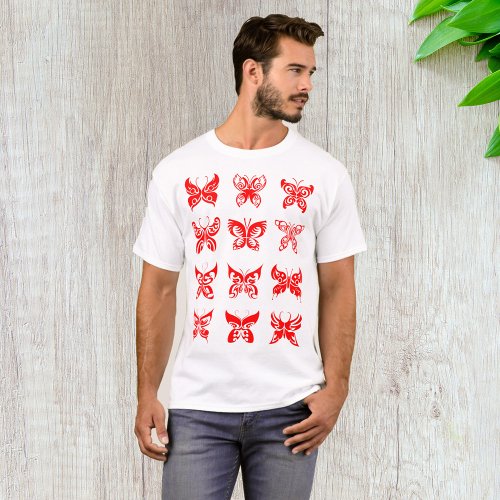 Red Butterflies Mens T_Shirt