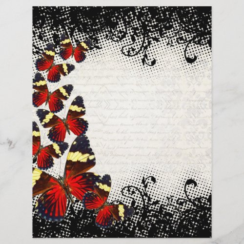 Red butterflies on black lace flyer