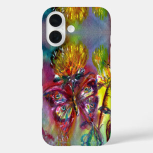 RED BUTTERFLIES ON YELLOW THISTLES,BLUE SKY Floral iPhone 16 Case