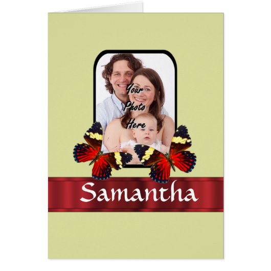 Red butterflies photo template (Front)