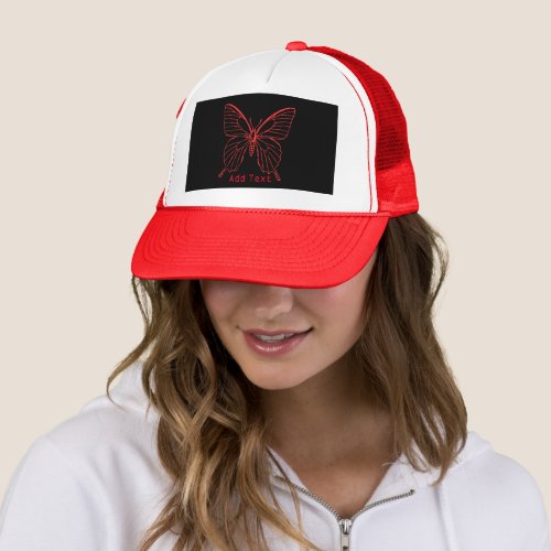 Red Butterfly Add Text Printed Cute Beautiful_Cap  Trucker Hat