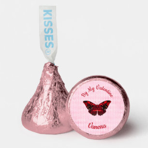 Red Butterfly Be My Valentine on Checkered Pink Hershey®'s Kisses®