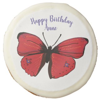 Red Butterfly Birthday Sugar Cookie