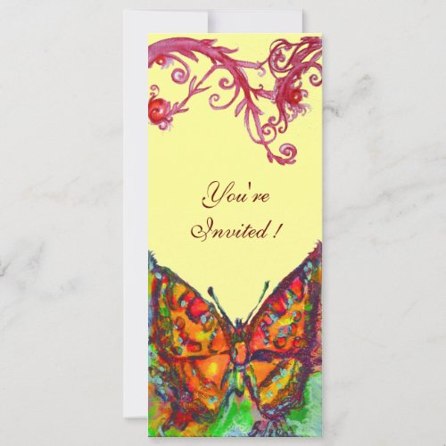 RED BUTTERFLY  bright yellow black Invitation