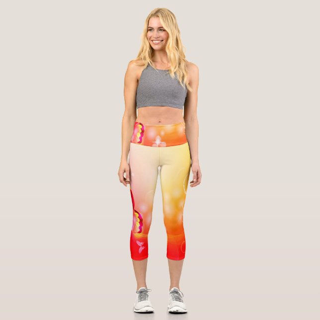 Red Butterfly Capri Leggings (Front)