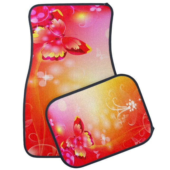 Red Butterfly Car Floor Mat (Set)