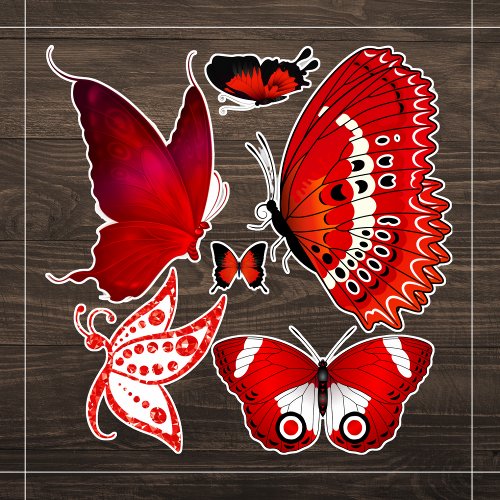 Red Butterfly Collection Custom_Cut Contour  Sticker