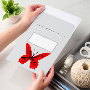 Red Butterfly Design Any Colour Background Envelope Mailers