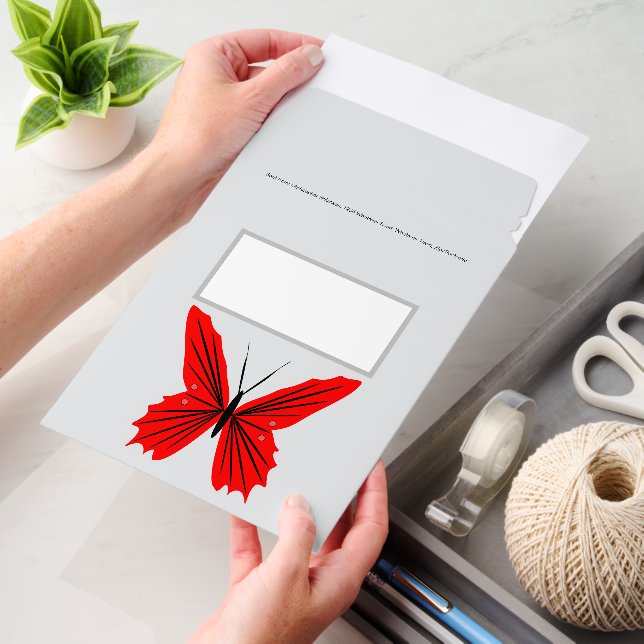 Red Butterfly Design Any Colour Background Envelope Mailers (Desk)