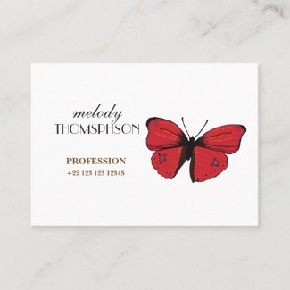 Red Butterfly Drawing Business Card