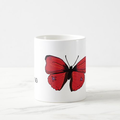 Red Butterfly Drawing Coffee Mug