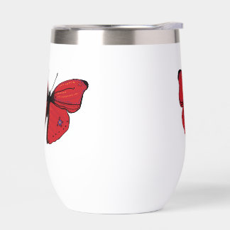 Red Butterfly Drawing Thermal Wine Tumbler