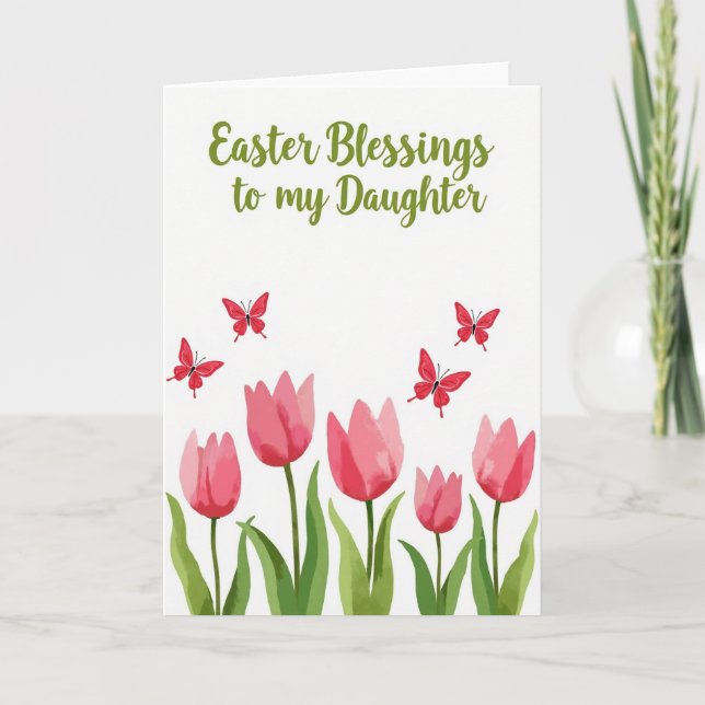 Red Butterfly Easter Blessings Card (Front)