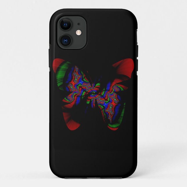 red butterfly fractal iphone case (Back)