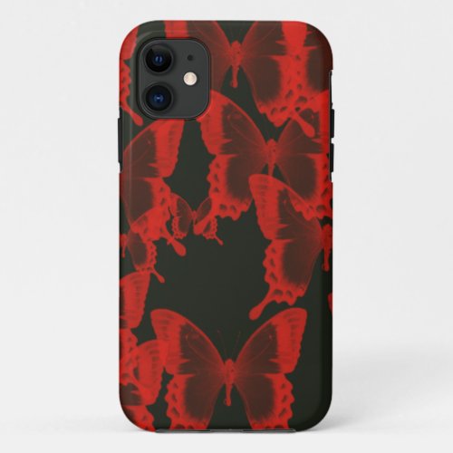 red butterfly from dark night  background iPhone 11 case