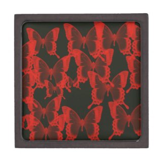 red butterfly from dark night background keepsake box