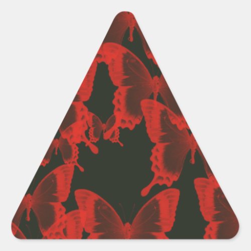 red butterfly from dark night  background triangle sticker