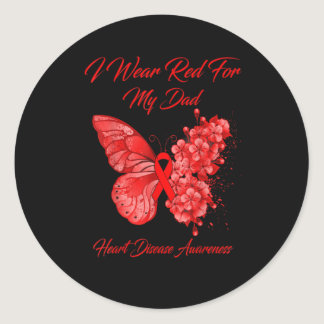 Red Butterfly Heart Disease Awareness Classic Round Sticker