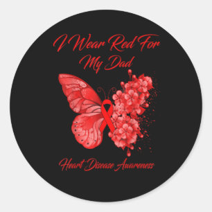 Red Butterfly Heart Disease Awareness Classic Round Sticker
