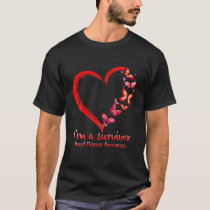 Red Butterfly Heart I'm A Survivor Heart Disease A T-Shirt