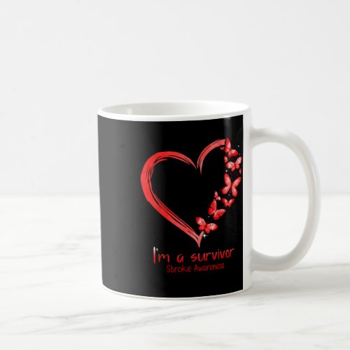 Red Butterfly Heart Im A Survivor Stroke Awarenes Coffee Mug