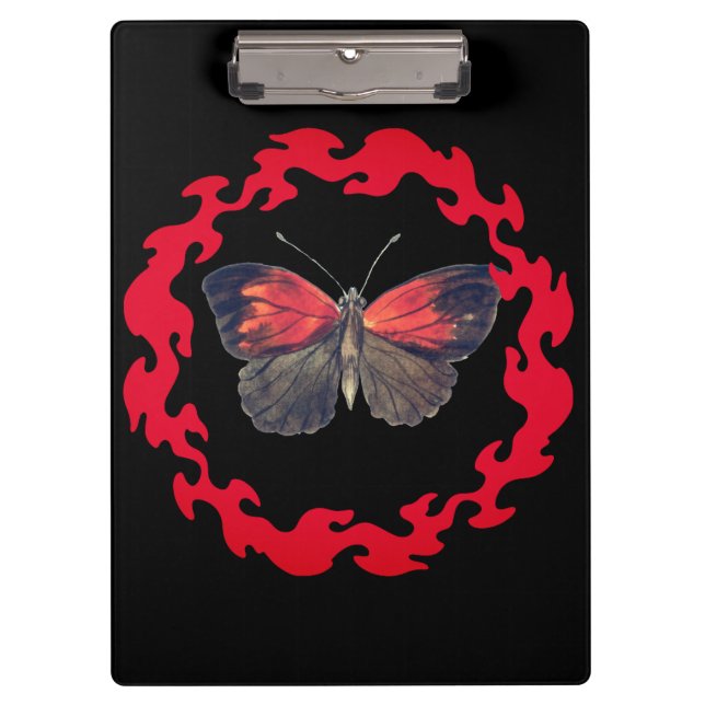 Red Butterfly in a Circle of Fire – Symbol of Pass Clipboard (Front)