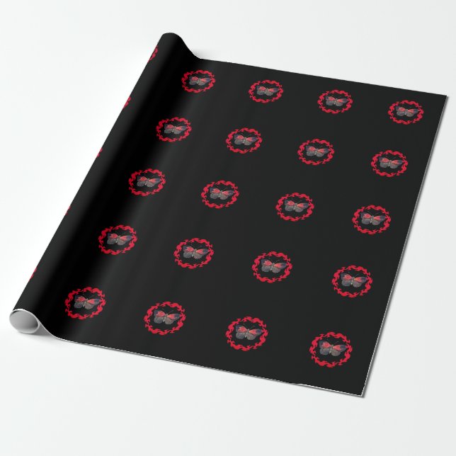 Red Butterfly in a Circle of Fire – Symbol of Pass Wrapping Paper (Unrolled)