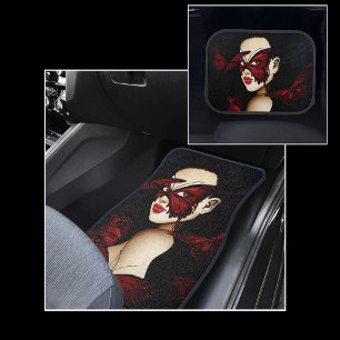 Red Butterfly Masquerade Woman Gothic Fantasy Car Mat