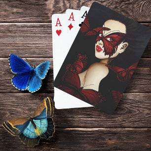 Red Butterfly Masquerade Woman Gothic Fantasy Poker Cards