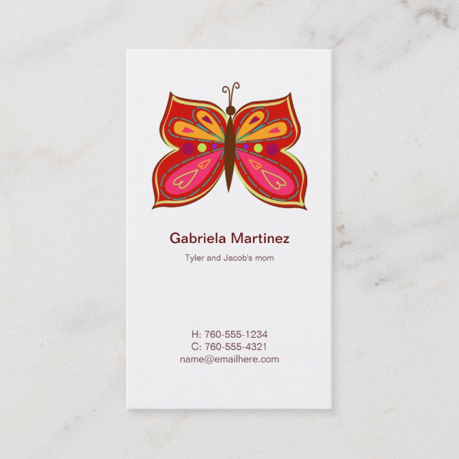 Red Butterfly Mommy Calling Cards (Front)