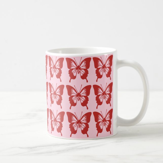 Red Butterfly Pattern Coffee Mug (Right)