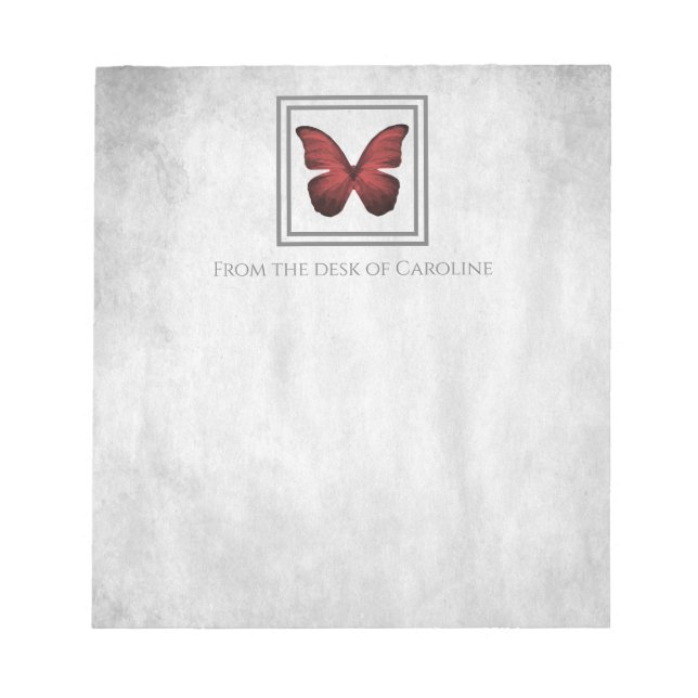 Red Butterfly Personalized Notepad (Front)
