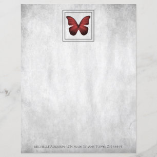 Red Butterfly Personalized Paper Sheet