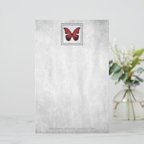 Red Butterfly Personalized Stationery