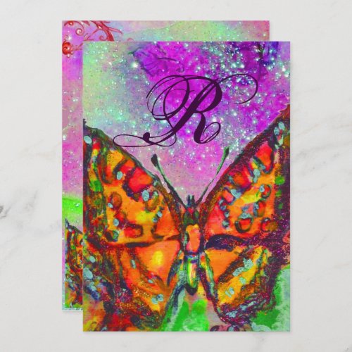 RED BUTTERFLY PINK PURPLE GOLD YELLOW Sweet 16 Invitation