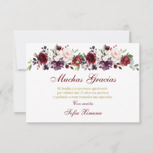 Red Butterfly Quinceañera Thank You Card