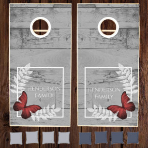 Red Butterfly Rustic Cornhole Set