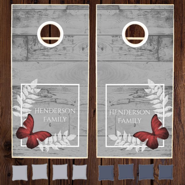 Red Butterfly Rustic Cornhole Set (Red Butterfly Rustic Cornhole Set)
