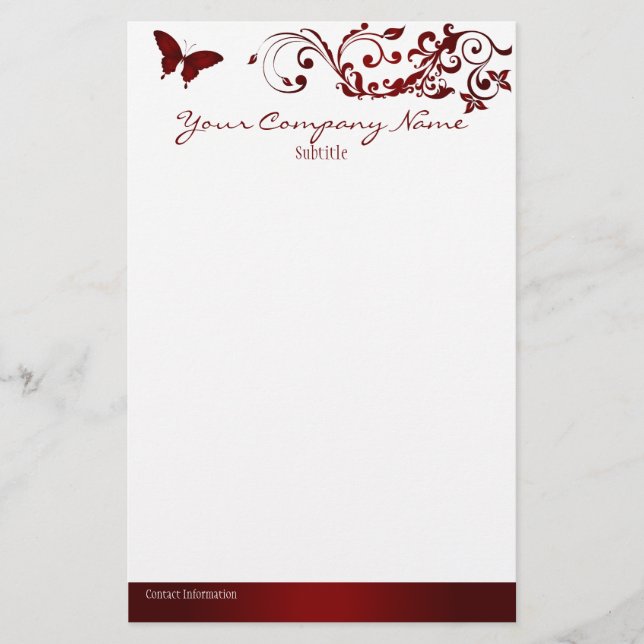 Red Butterfly Stationery (Front)