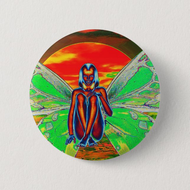 Red butterfly  Sunset Button (Front)