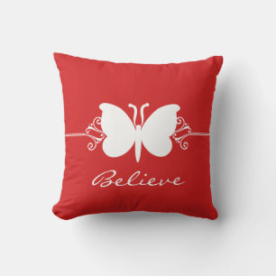 Red Butterfly Swirls Pillow