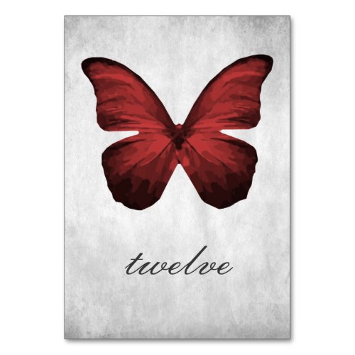 Red Butterfly Table Number Card