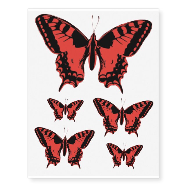 red butterfly temporary tattoo (Front)